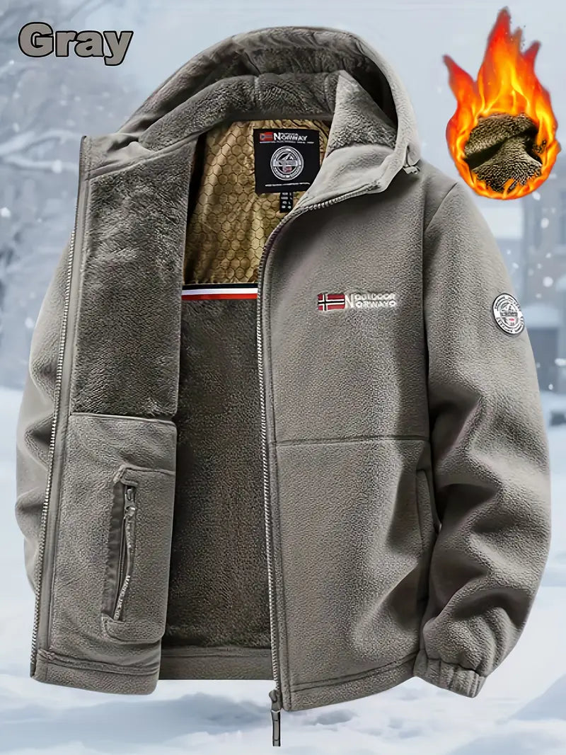 Men'S Winter Fleece Jacket with Hood