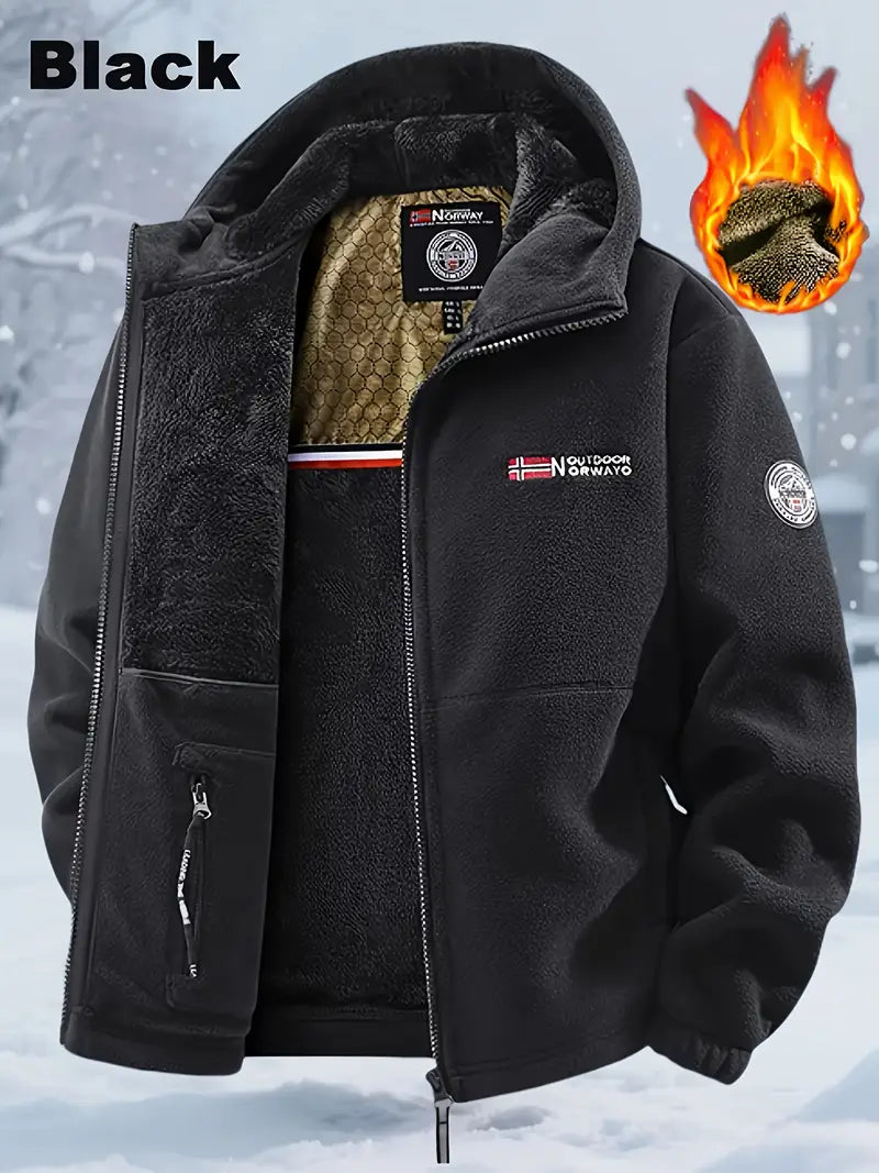 Men'S Winter Fleece Jacket with Hood