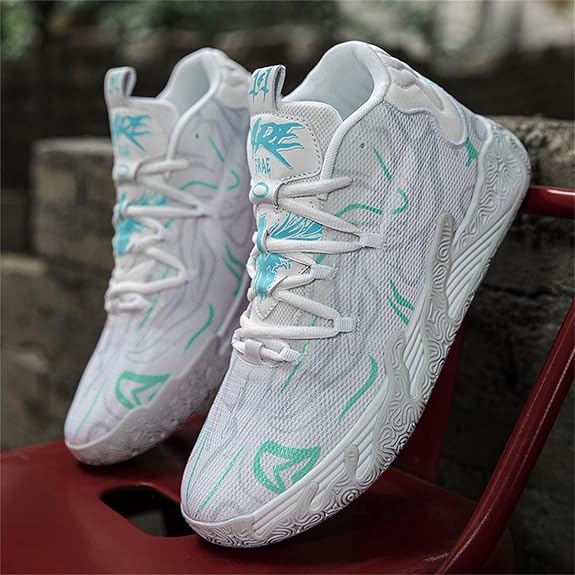 Men's Lace Up High Top Basketball Shoes Chinese Style Breathable Non Slip Outdoor Sneakers Cushioning Workout Shoes for Fitness Training Athletic