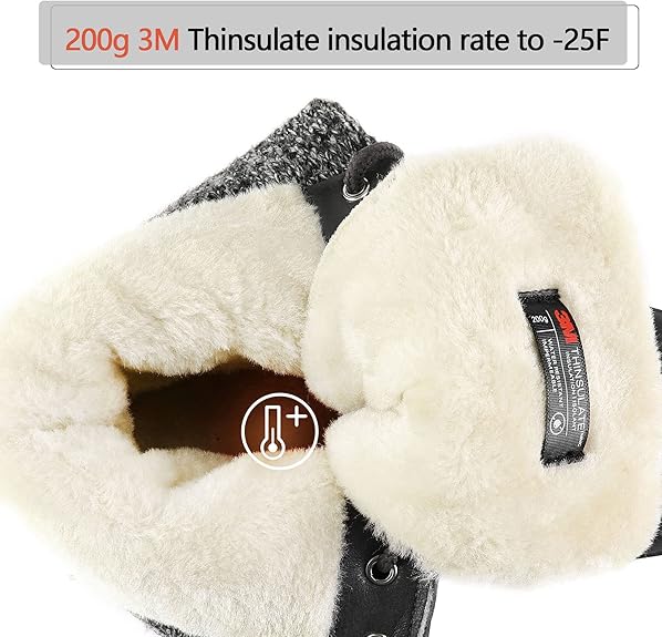 mysoft Women's Winter Snow Boots Waterproof Insulated Mid-Calf Booties, Fur-lined Lace Up Shoes for Outdoor