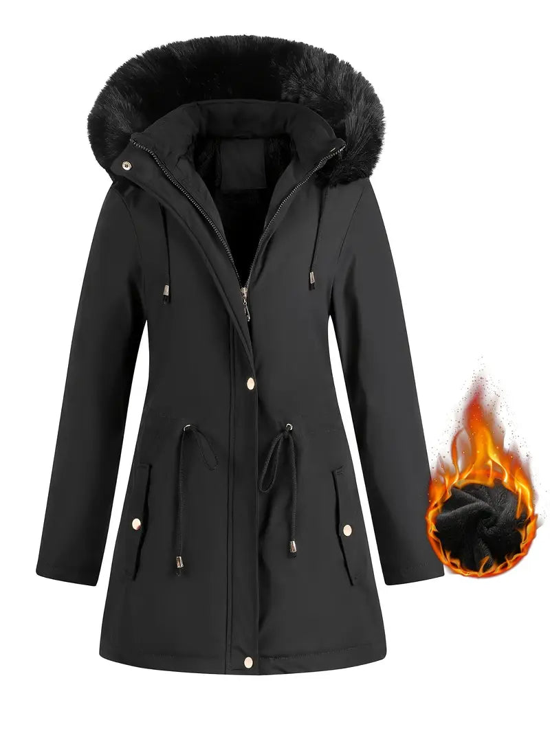 Women's Winter Fleece-Lined Hooded Jacket