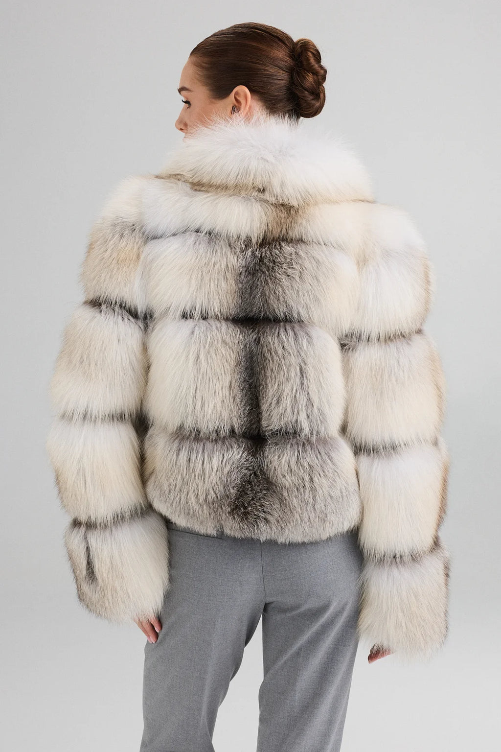 Jacheta din vulpe polară Fawn Light cu guler 2099